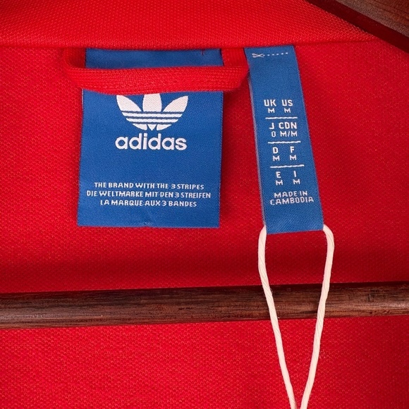 NWT ADIDAS Originals Beckenbaur Vivid Red Track Jacket Size Medium - Picture 9 of 13